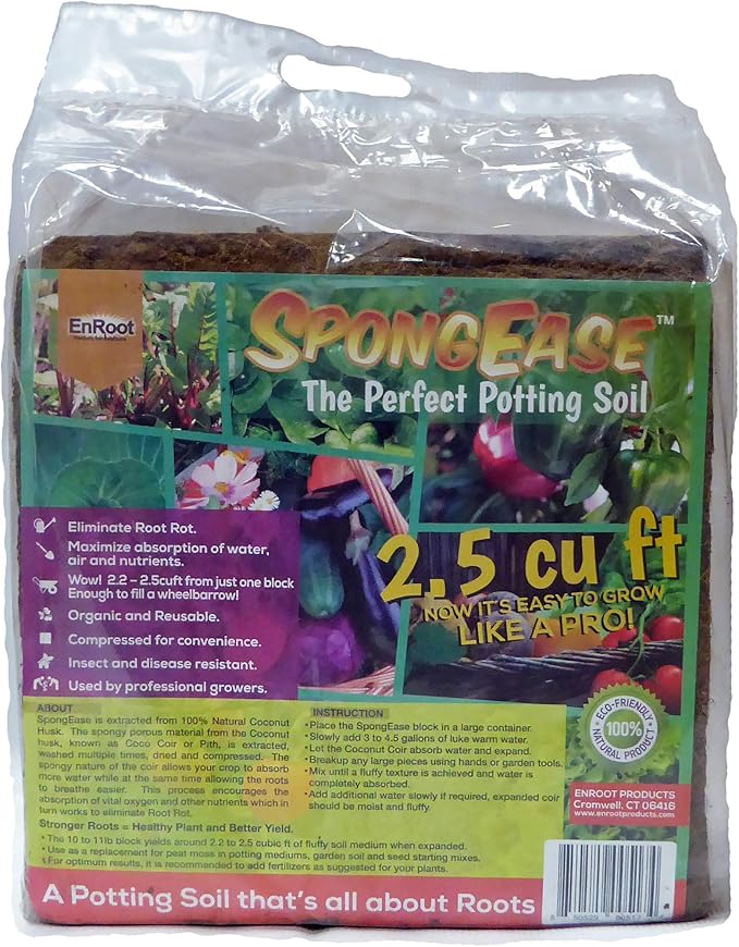 Coconut Coir Compressed Block expands up to 18.7 Gallons (2.5 Cu Ft) - Ideal Growing Medium for Potting Mix - Healthy Roots, Healthy Plants and Bountiful Harvest (1 Pack)