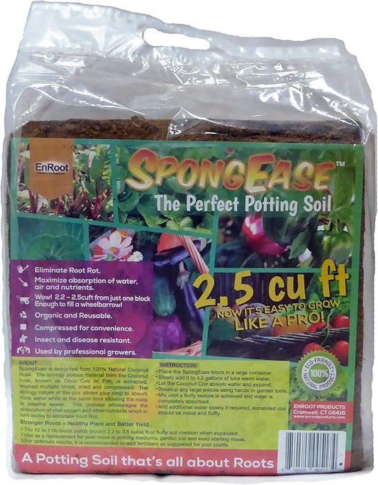 Coconut Coir Compressed Block expands up to 18.7 Gallons (2.5 Cu Ft) - Ideal Growing Medium for Potting Mix - Healthy Roots, Healthy Plants and Bountiful Harvest (1 Pack)