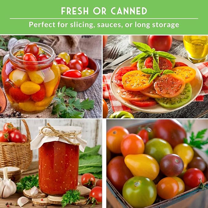 Tomato Seeds 10 Variety Pack for Planting - Roma, Cherry, Aunt Ruby's Green, Orange Cherry, Mortgage Lifter, Brandywine, & More - Non-GMO Heirloom Tomatoes - Survival Garden Seeds