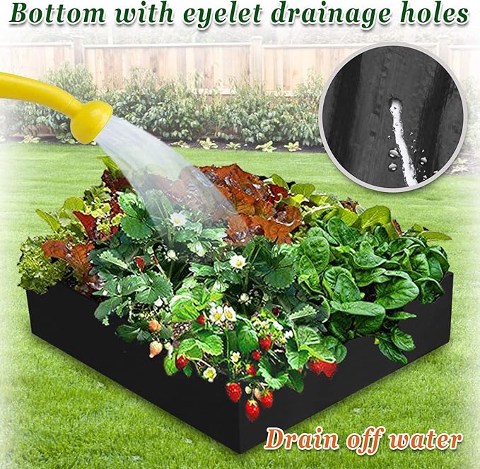 Strong Camel Fabric Raised Garden Bed Outdoor Patio Vegetable Flower Tub Raised Planter (Black)