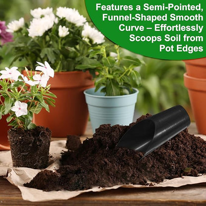 6-Pack Bonsai Soil Scoops, Plastic Garden Soil Scoops Bucket Shovel Potting Scoopers for Transplanting/Flower/Plant Succulent, Colorful Small Gardening Tools [Green, Pink, Black]