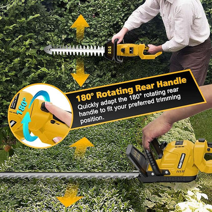 Hedge Trimmer Cordless Compatible with DEWALT 20V MAX Battery, 22-Inch Battery Hedge Trimmer, Brushless Bush Trimmer, 2/3'' Cutting Capacity, Lightweight & Rotatable Handle(No Battery)