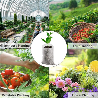 Yesland 1100 Pcs Degradable Non-Woven Plant Nursery Bags - Fabric Plant Seeding Bags Plant Grow Bags - 4 Assorted Sizes Nursing Growing Pouch for Vegetable, Flower, Plant Grow