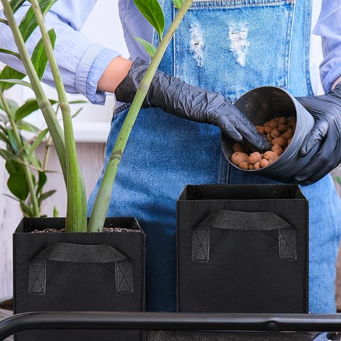 Nuogo 15 Pack 3 Gallon Square Grow Bags Thick Fabric Pots with Handles Black Plant Grow Bags for Indoor and Outdoor Garden
