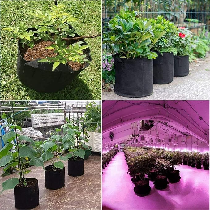 10-Pack 7 Gallon Grow Bags, Heavy Duty Thickened Fabric Grow Bags, Nonwoven Fabric Pots with Handles