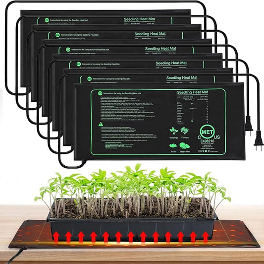 6 PCS Durable Seedling Heat Mat for Plants - 10'' x 20.5'' Bulk Seed Starting Heating Mat for Indoor Grarden Greenhouse, Waterproof Warm Hydroponic Seed Mat for Plant Germination Growth