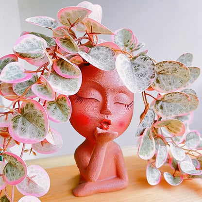 Brown Resin Handcrafted Cute Flower Pot, Suitable for Indoor and Outdoor Use, with Drain Hole and Anti-Friction Pads