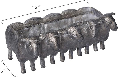 Creative Co-Op Resin Sheep Planter with Distressed Iron Finish
