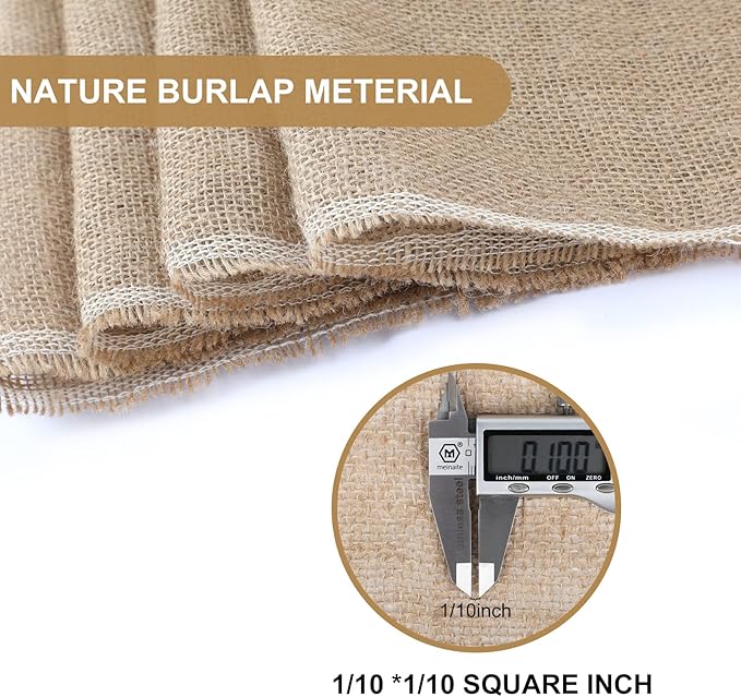 Burlap Fabric Roll, 62 Inch (W) X 16 Ft (L), Jute Outdoor Fabric by The Yard for Rose Bush Covers, Plant Garden Burlap Tree Trunk Wraps to Protect bark, Farmhouse Tree Decor for Crafts Gardening