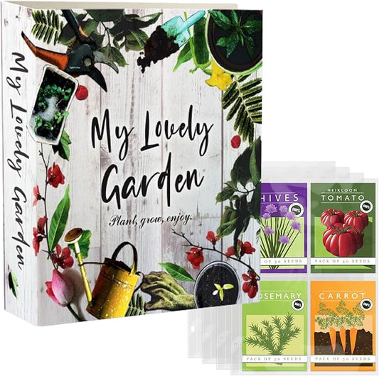 Gardening Starter Kit with Binder & 25 Pack of Seed Packet Sleeves
