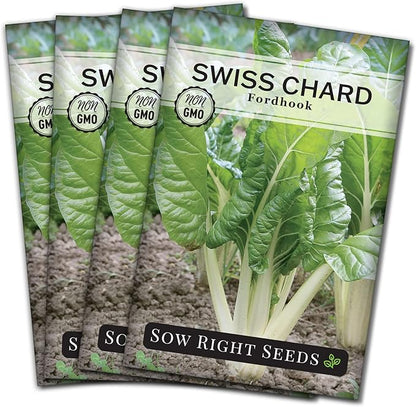 Sow Right Seeds - Fordhook Swiss Chard Seed for Planting - Non-GMO Heirloom Packet with Instructions to Plant and Grow an Outdoor Home Vegetable Garden - Nutritious, Flavorful - Great Gift (4)