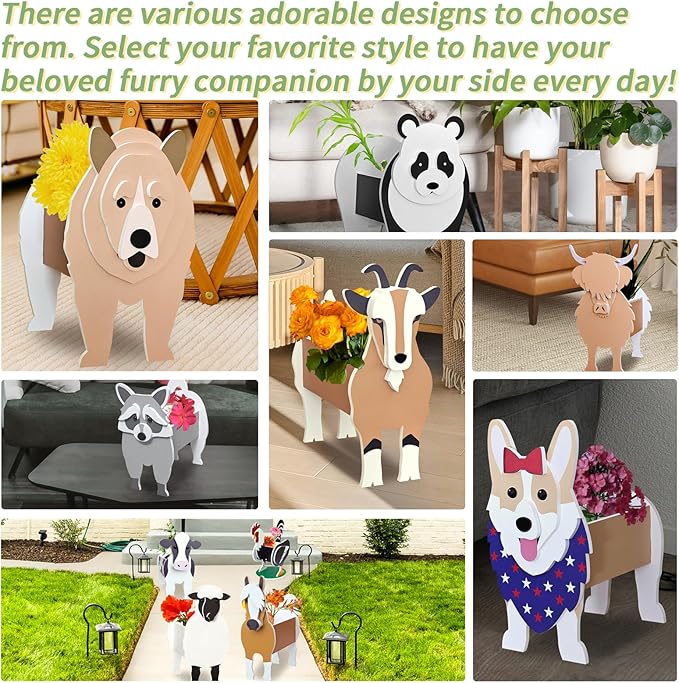 Pet Flower Pots 4 Pcs Farm Animals Series Rooster/Horse/Cow/Sheep Cute Animal Shape Flower Planters, Plant Pots for Indoor/Outdoor Garden Decor, Unique Gifts/Souvenirs for Pet Lovers