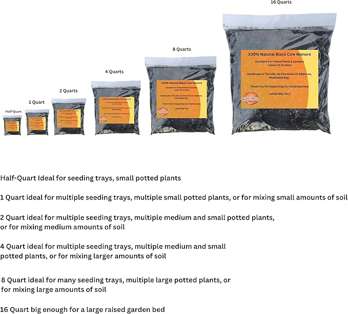 Premium Manure: Ideal Manure Starter and Vegetable Fertilizer for a Thriving Outdoor Vegetable Garden - Boosts Soil Quality! Hand Packed in The USA. 1 Quart