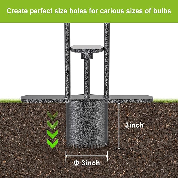 Dolibest Sod Plugger, Bulb Planter Tool with Non-Slip Grip Handle. Turf Cutter and Grass Plugger Tool with Dual Pedals, Sharp Serrations, Perfect for Zoysia, Bermuda and More (Upgrade)