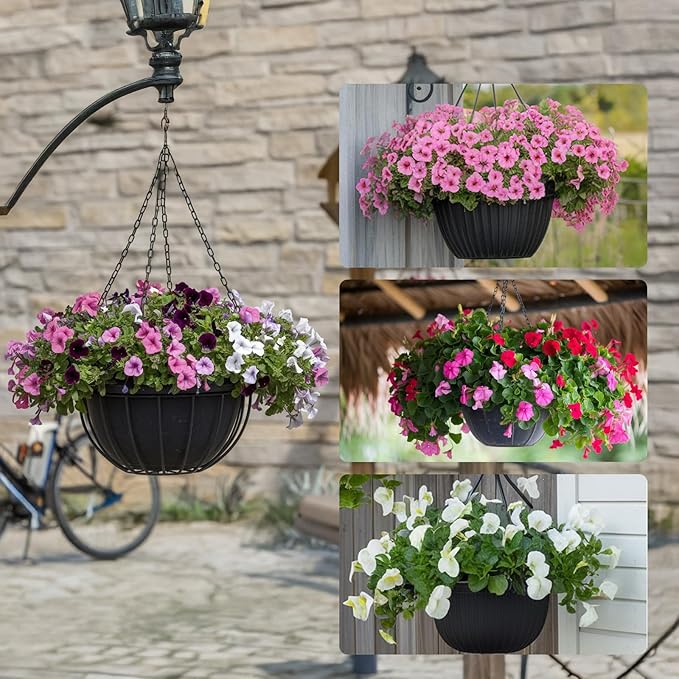 hehimhis 6Pcs 14 Inch Round Non-Woven Planter Basket Liner, Hanging Basket Fabric Liners Coco Fiber Liner Replacement for Hanging Flower Pot (6, 14inch)