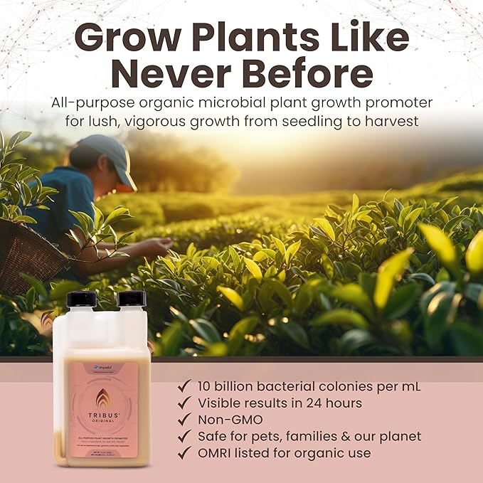 Tribus Organic Microbial Inoculant | Root Booster for Plants, Increases Plant Yield, Root Growth, Flower & Fruit Quality | Visible Root Growth in 24Hrs | Pet & Planet-Safe | Made in The USA | 8.5oz