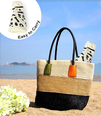 Womens Beach Straw Sun Hats Ponytail Hole Wide Brim Summer Visor Foldable Hat Sun Protection Packable for Travel Pool
