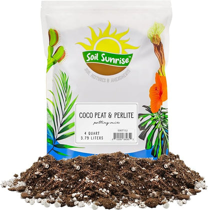 Soil Sunrise Coco Peat Perlite Potting Mix (4 Quarts) Loose Coconut Coir and Perlite