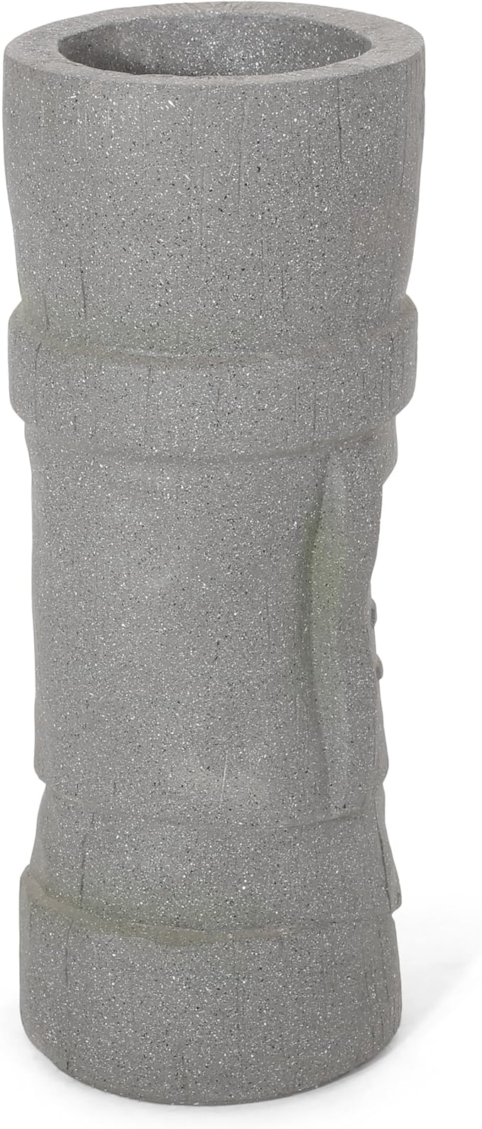 Christopher Knight Home Jorine Lightweight Concrete Planter, Cast Stone Planter, Moai Design Urn, Tall Plant Pot, Easter Island Garden Pot with Drainage Hole for Backyard Hall Garden, Stone Gray