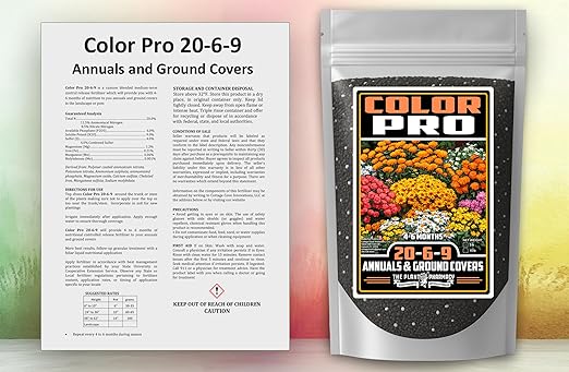 Fertilizer Commercial Grade | Color Pro 20-6-9 | 5 Ounces | Custom Professional Mix Blend | Controlled Release for Annuals & Groundcovers | 6 Month Nutrition | Balanced NPK Formula with Micronutrients