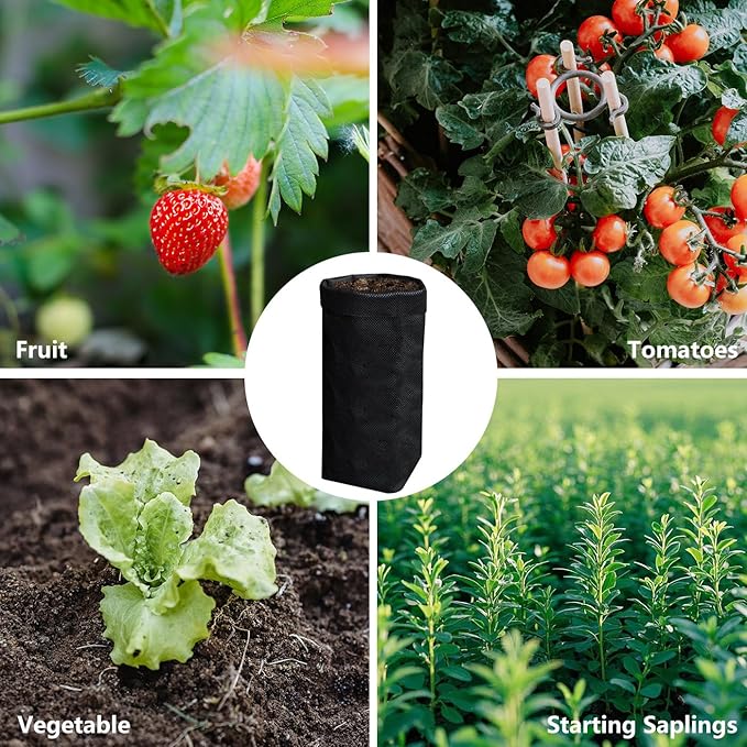 Belit 50 Pcs 10.2" H Deep Nursery Grow Bags, Non-Woven Plants Pots Container for Starting Rooted Plants Vegetable, Flower, Seedling Tree, Black