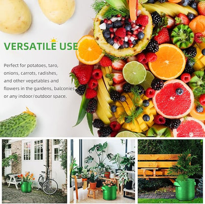12-Pack 10 Gallon Plant Grow Bags, Thickened Nonwoven Fabric Pots with Handles, Vegetable Planter Bags Containers, Cloth Planters for Garden Vegetable/Flower/Plant/Fruits Outdoor (Green)