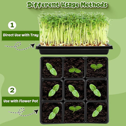 NNG 3.5 inch 50 Pcs Black Square Nursery Pots with 5 Pcs Plastic Seed Starting Trays,Plant Propagation Starter Kit Square Seed Starting Pots with Drain Holes