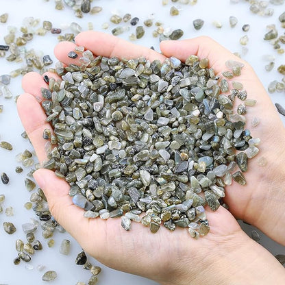 ZHIYUXI Labradorite Crystal Chips Bulk Fish Tank Decorations Aquarium Rocks Gravel Vase Filler Stones Crystals for Candle Making Witch Kit Gravel for Plants Quartz Sand Gemstone 0.44 lbs