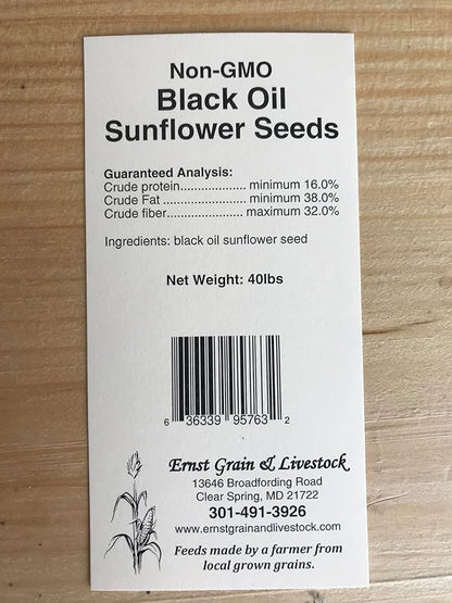 Ernst Grain & Livestock Black Oil Sunflower Seeds - Birdseed for Outside Feeders Wild Bird Food - Ideal Bird Seed for Cardinals, Woodpeckers and More - Non-GMO, 7lb