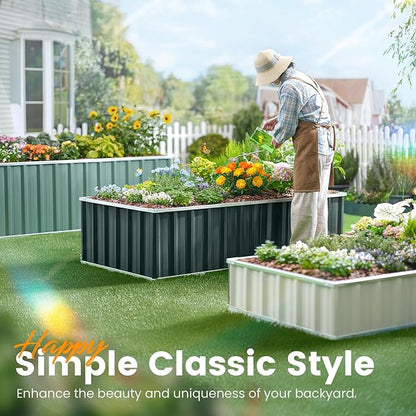 KING BIRD Raised Garden Bed 68" x 36" x 18" Heightened Galvanized Steel Metal Planter Box Outdoor for Deep-Rooted Vegetables, Flowers, Large Raised Bed Kit (Green)