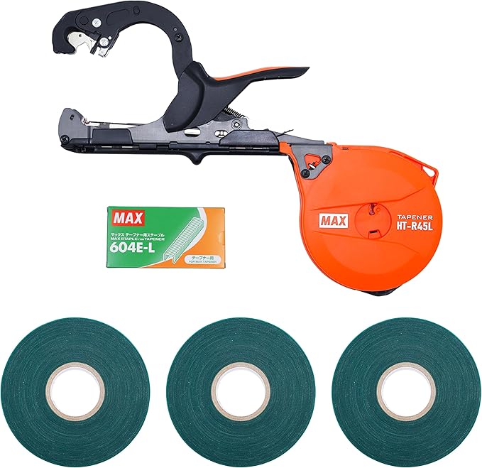 MAX HT-R45L Tapener Lightweight Plant Tying Tool Starter Kit with Tape & Staples