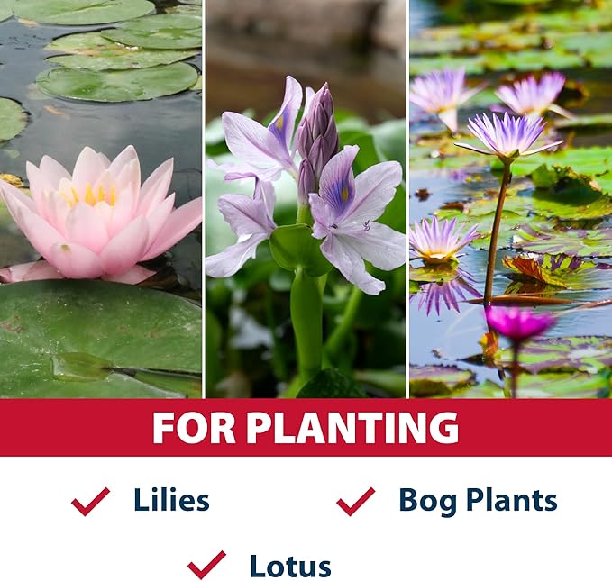 The Pond Guy Planting Media, Outdoor Water Garden Plant Medium, Grow Lily, Lotus & Aquatic Plants, Substrate Seeds Beneficial Microbes, 16 Quarts (4X 4qt/Approx. 6 lb Bags)