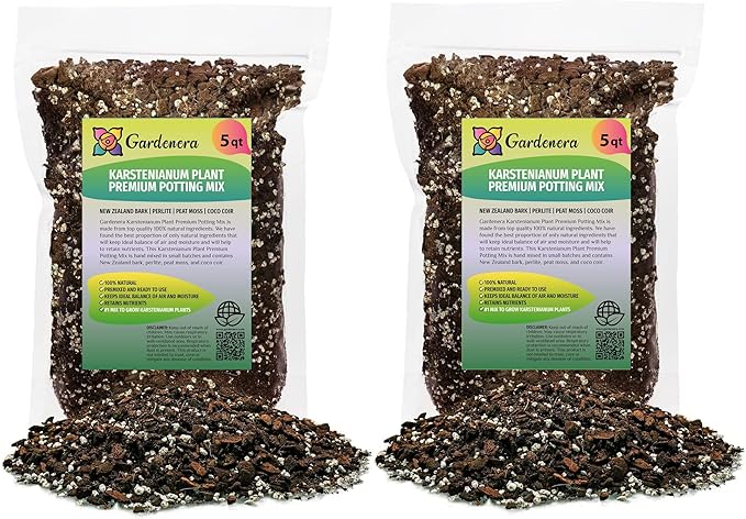 GARDENERA Monstera Karstenianum Potting Mix - Retains Moisture and Enhances Root Development - 10 Quart (2 Bags of 5 Quart)