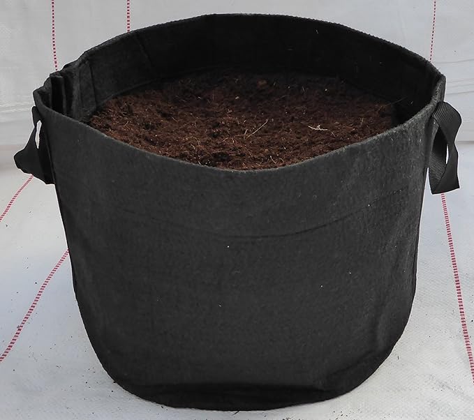 RootEase 5-Pack Garden Planting Aeration Fabric Pot, Heavy Duty Durable Fabric Grow Bag / Planter, Raised Bed Gardening, Best Air Pruning Root Treatment Eco-Friendly Grow Bags with Handles