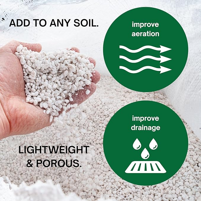 Horticultural Coarse Organic Perlite for Gardening - Soil Amendment for Indoor & Outdoor Plants - Promotes Soil Aeration - Made in USA (8 Quarts)