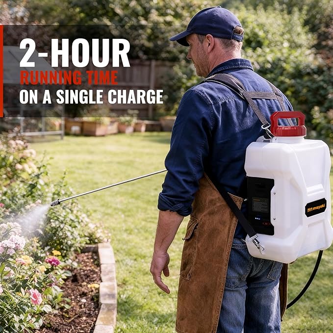 3Gallon Battery Powered Backpack Sprayer Compatible with Milwaukee 18V Battery, 79PSI Electric Garden Sprayer w/ 18V 2.0Ah Battery, 7Nozzles, 2 Wands, Backpack Weed Sprayer for Lawn,Weeding, Cleaning