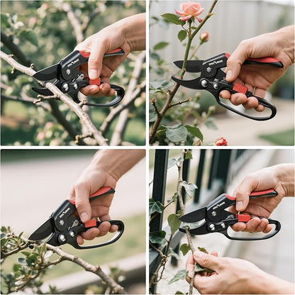 FLORA GUARD Ratchet Pruning Shears, Pruning Shears with Reinforced Structure, 3x Cutting Power, Sharp Gardening Scissors for Branches up to 7/8 in, Ideal for Weak Hands