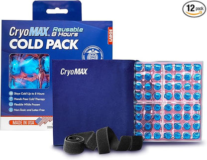 CryoMAX Cold Pack, Reusable, Latex Free, 8 Hour Cold Therapy, Large, 12" x 12"(Pack of 12)