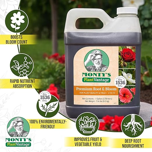 PlantVantage Root & Bloom Liquid Fertilizer - Concentrated Liquid Plant Fertilizer for Strong Roots & Bigger Blooms, Plant Food for Trees, Flowers & Vegetables, Soil or Foliar Application, 1 Gallon