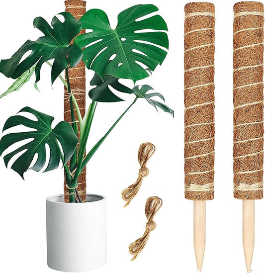 【2 Pack】 JJGoo Moss Pole, 2 Coco Coir Totem Poles Extending to 29 Inches, Plant Support Stick for Indoor Plants Climbing Plants Monstera, Sphagnum, Pothos