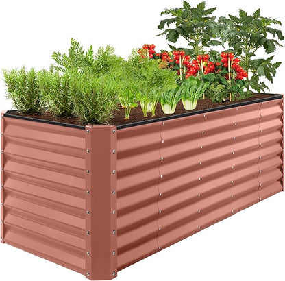 Best Choice Products 8x2x2ft Raised Outdoor Metal Garden Bed, Deep Root Box Planter for Vegetables, Flowers, Herbs, 240 Gallon Capacity, 100% Non Toxic Materials - Terracotta