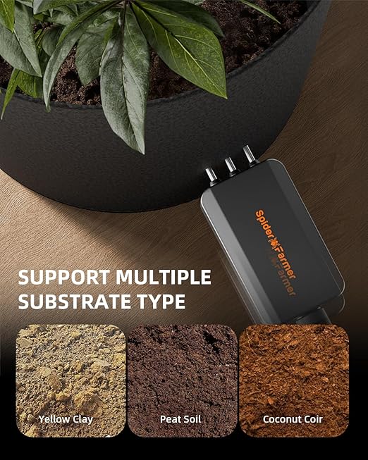Spider Farmer GGS 3 in 1 Soil Sensor Pro 3Pcs, EC Moisture Temp Meter Tester with RJ12 Support Smart APP Control for Garden Indoor Grow Tent Room