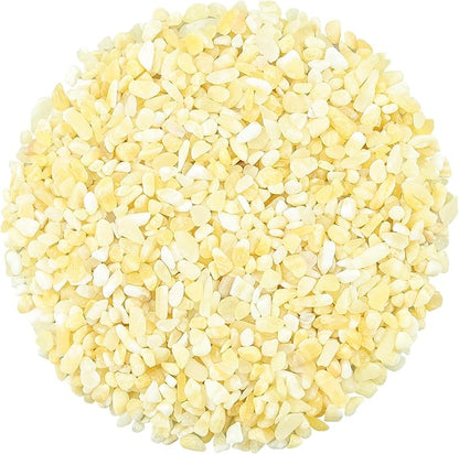 ZHIYUXI Yellow Jade 1lb Crystal Chips Bulk Fish Tank Decorations Aquarium Rocks Gravel Vase Filler Stones Crystals for Candle Making Witch Kit Gravel for Plants Quartz Sand Gemstone Terrarium Supplies