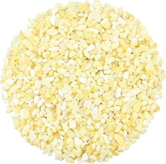 ZHIYUXI Yellow Jade 1lb Crystal Chips Bulk Fish Tank Decorations Aquarium Rocks Gravel Vase Filler Stones Crystals for Candle Making Witch Kit Gravel for Plants Quartz Sand Gemstone Terrarium Supplies