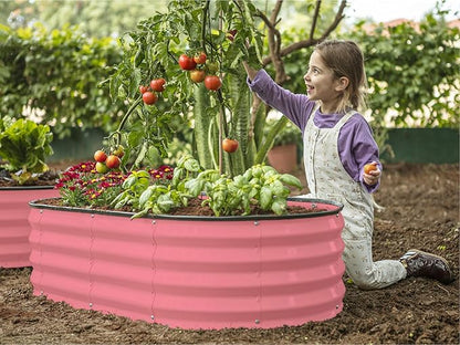 Plant & Plot Galvanized Raised Garden Beds Outdoor // 4×2×1 ft Planter Raised Beds for Gardening, Vegetables, Flowers // Large Metal Garden Box (Pink) // Patented Tool-Free Design
