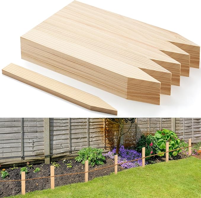 20 Pieces Wooden Garden Stakes 12 Inch Grade and Survey Stakes Wooden Garden and Sign Posts for Plant Support Silt Fence Yard Farm Survey Boundaries Baselines