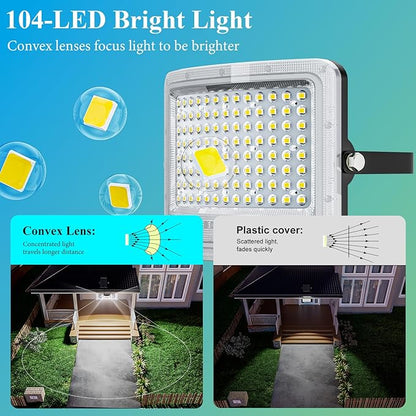 MMKT Solar Flood Lights Outdoor,12000mAh Motion Sensor Outdoor Solar Powered Lights with Remote, IP65 Waterproof Solar Flood Light for Outside, Dusk to Dawn Wall Light for Garage, Patio, Yard