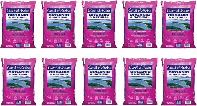 Coast of Maine Bar Harbor Blend, 16qt (Pack of 10) Organic and Natural Potting Soil for Houseplants, Flowers, Vegetables, Herbs and Containers