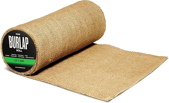 VViViD Gardening Burlap Roll (12” x 35ft) Tree Wrap Natural Jute Fiber Material, Weed Barrier, Plant Care from Elements, Craft Projects and Part Decor