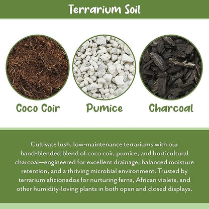 Soil Sunrise Terrarium Potting Soil Mix (8 Quarts) w/Blended Filtering Charcoal Custom Made for Terrariums
